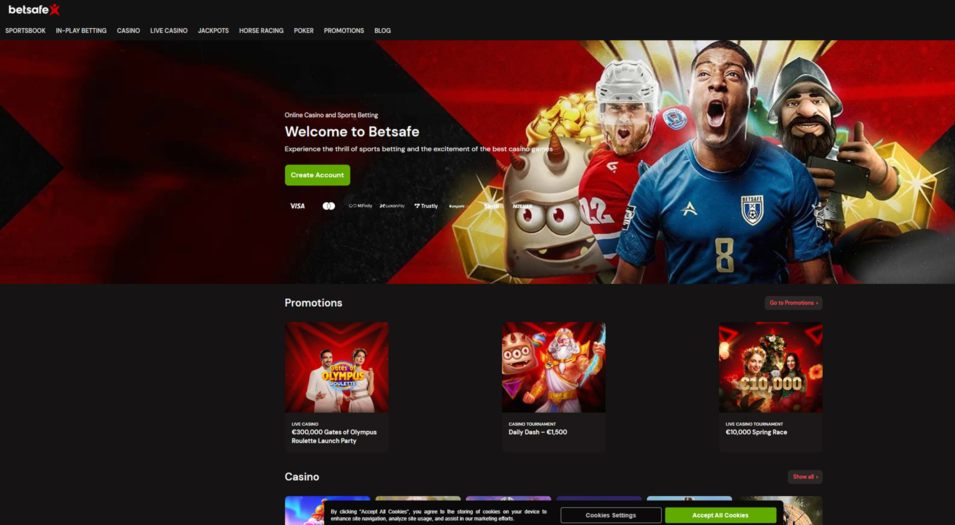 3. Betsafe kazino- spēcīga tiešsaistes kazino vērtība